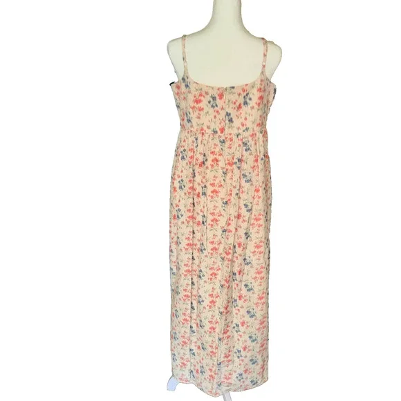 NEW Rebecca Taylor Long Emma Dress Size 8 Floral Maxi Cream Blush Blue Pockets - Picture 3 of 12